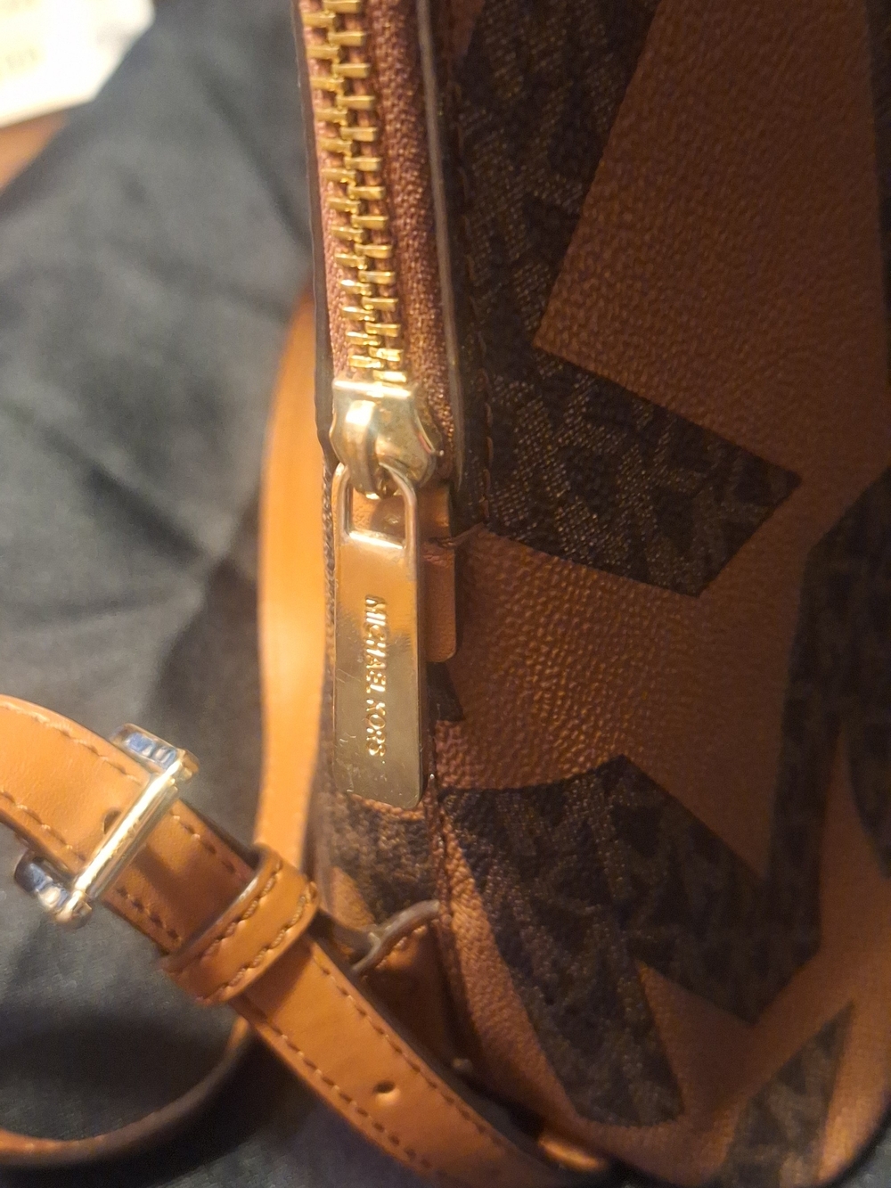 Michael Kors Brown MK Logo Backpack with Gold Accents - Picture 9 of 13